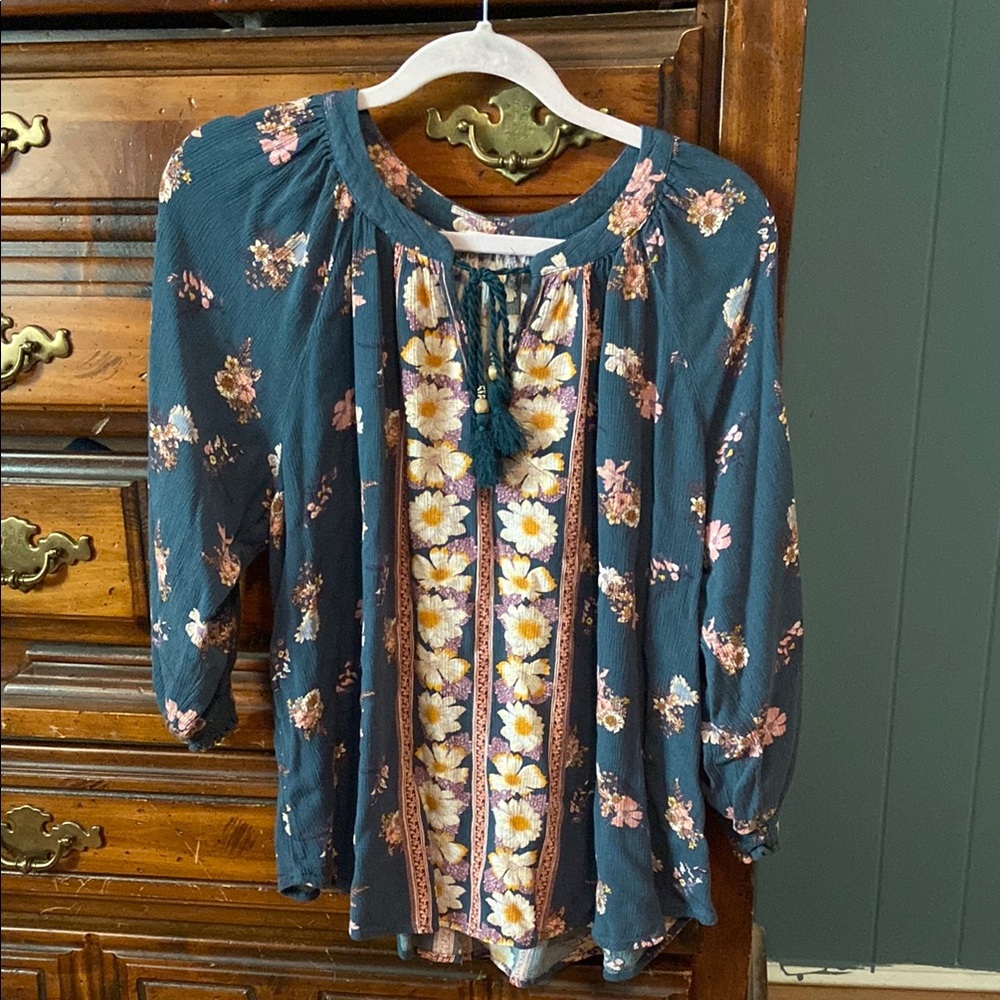 Floral Teal Women's Top